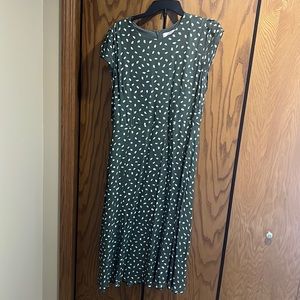 Sage and white printed midi dress - Size 14 - LOFT